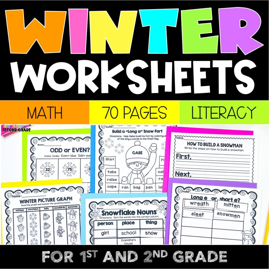 Winter Worksheets for 2nd Grade – Math & Language Arts