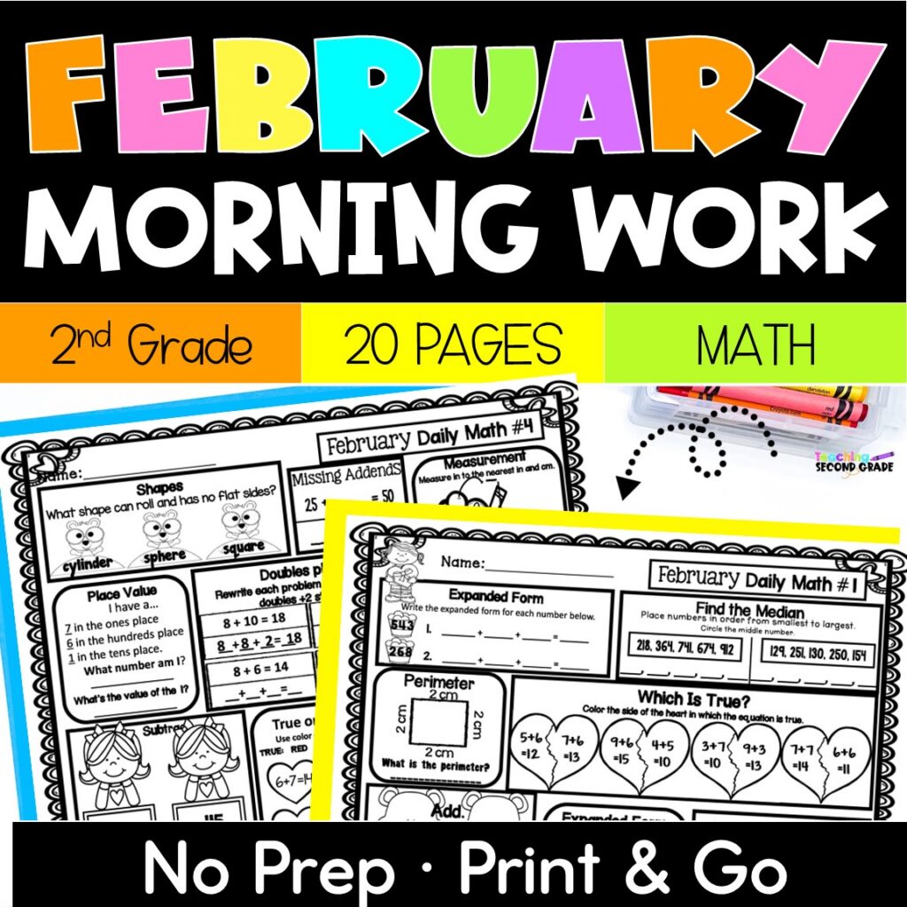 2nd Grade Math Morning Work Spiral Review for 2nd Grade Year Long ...