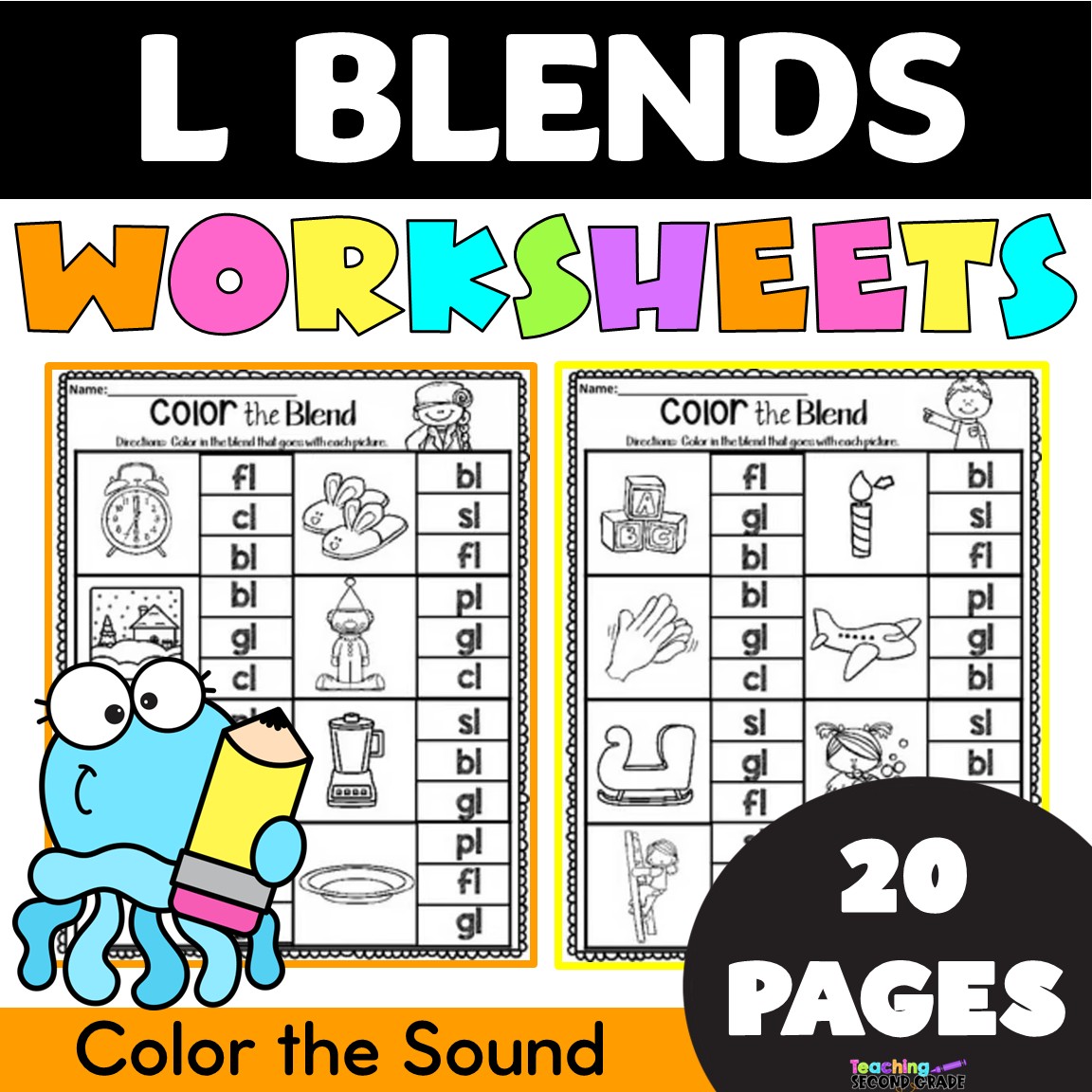 L blends worksheets with beginning consonant blends cl fl gl sl bl pl phonics practice for kindergarten and 1st grade