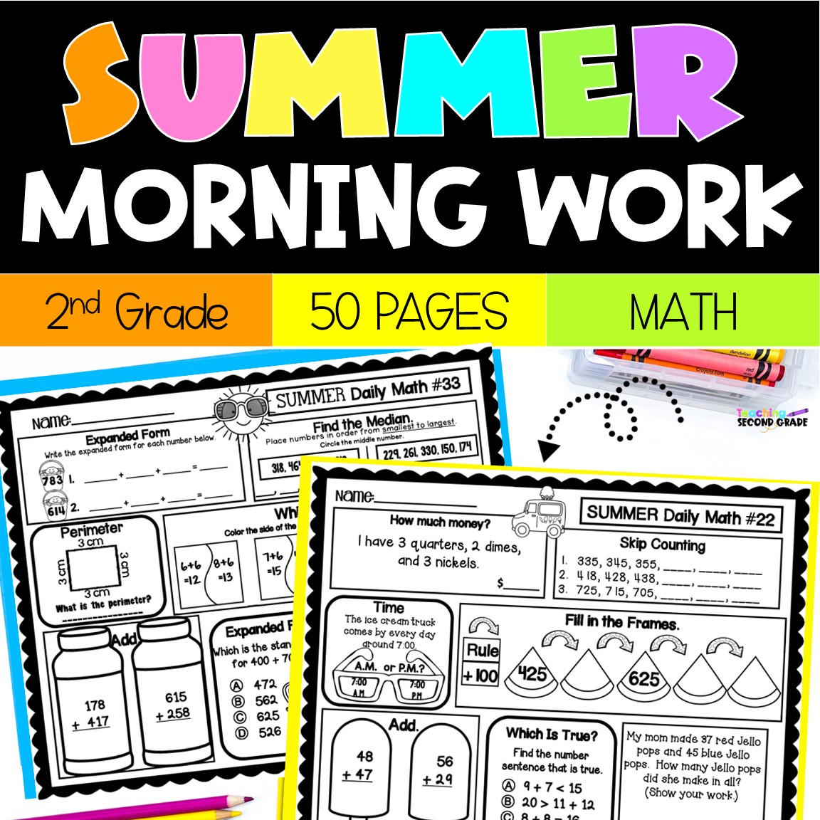 Summer Daily Math for 2nd Grade