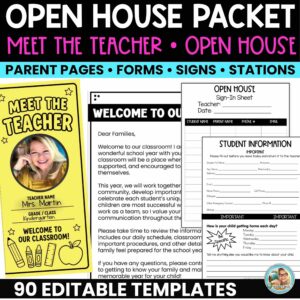Open House Packet & Stations | Editable Meet the Teacher Forms and Signs