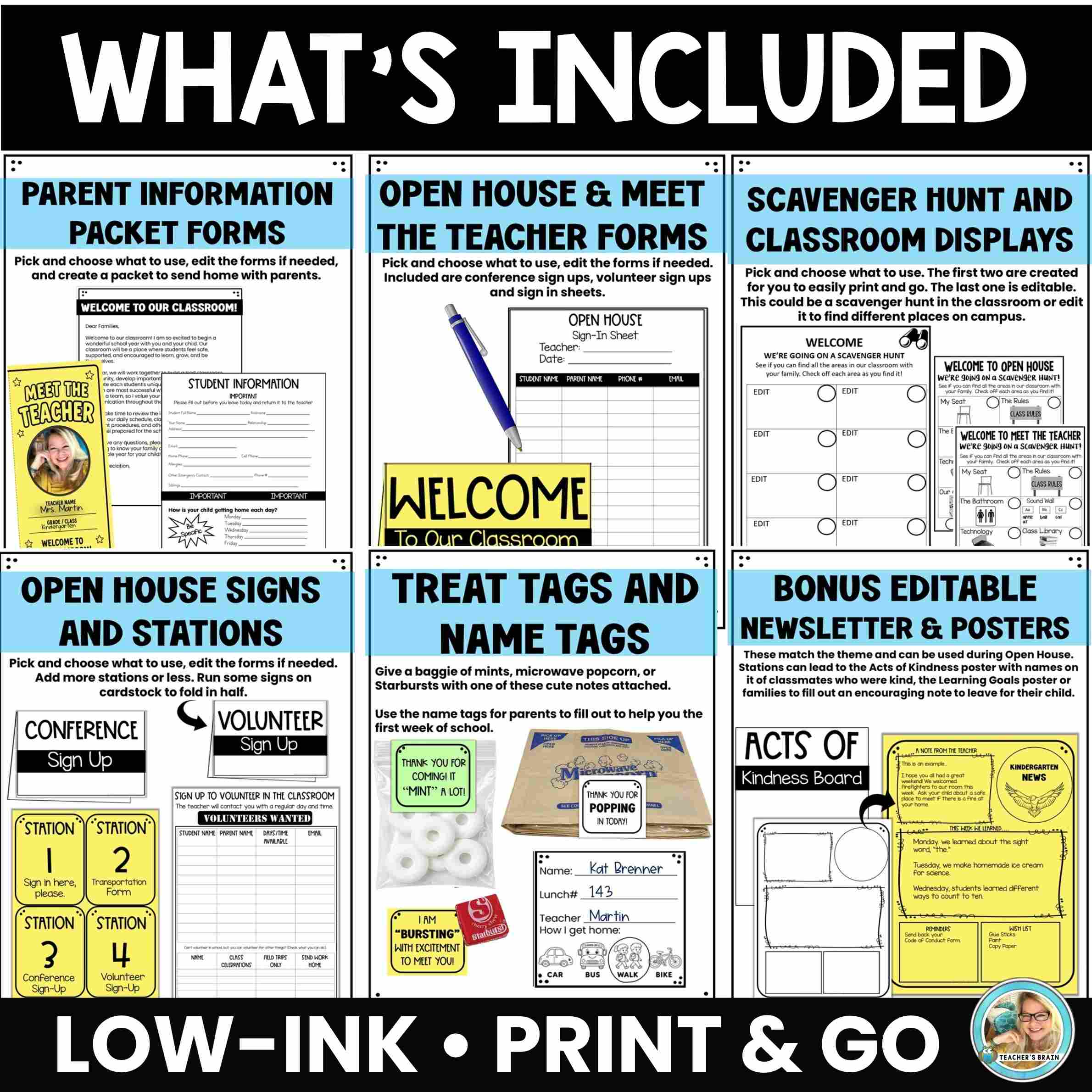 Open House Packet & Stations | Editable Meet the Teacher Forms and Signs - Image 2