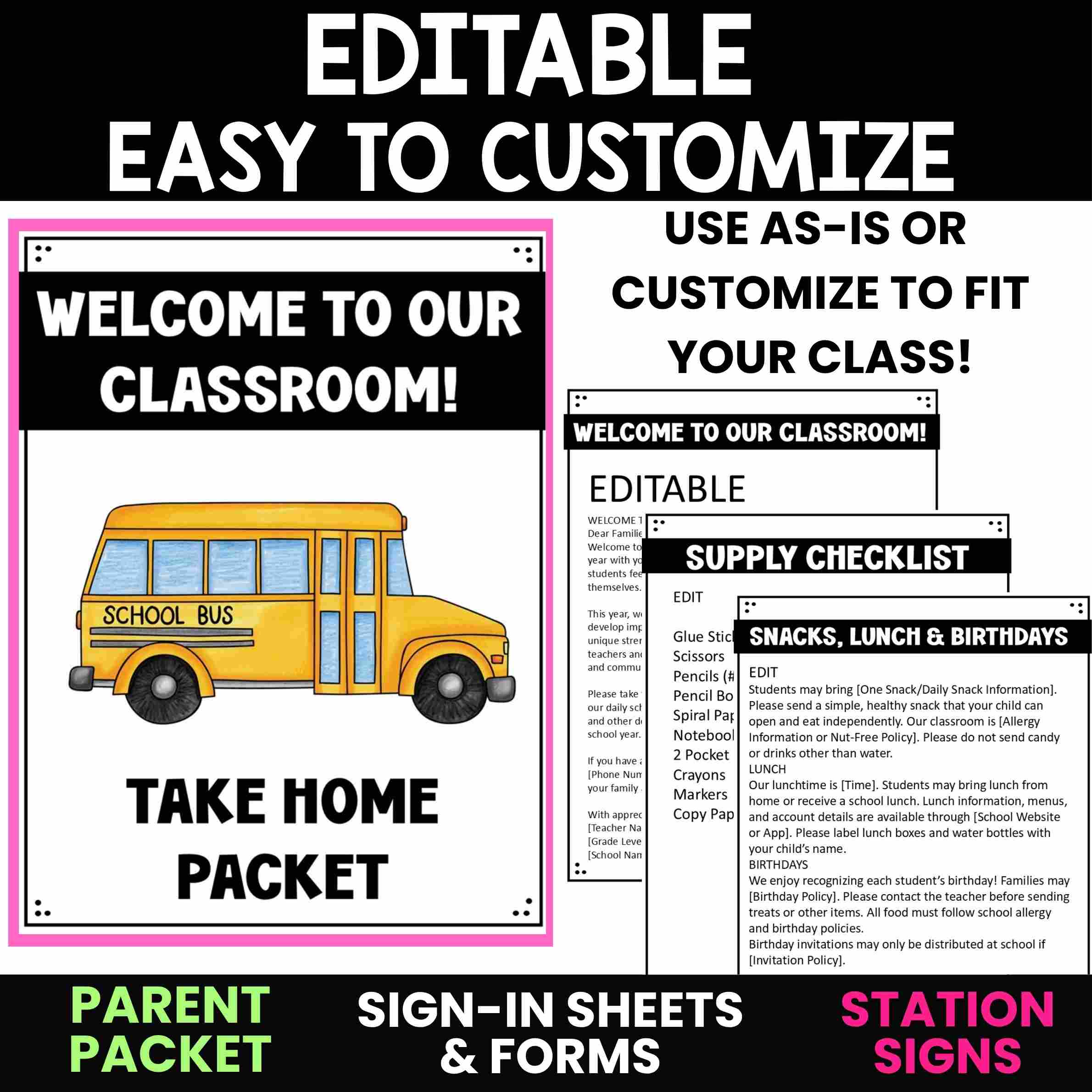 Open House Packet & Stations | Editable Meet the Teacher Forms and Signs - Image 3