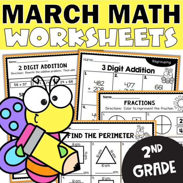 March Math Worksheets 2nd Grade Practice & Review