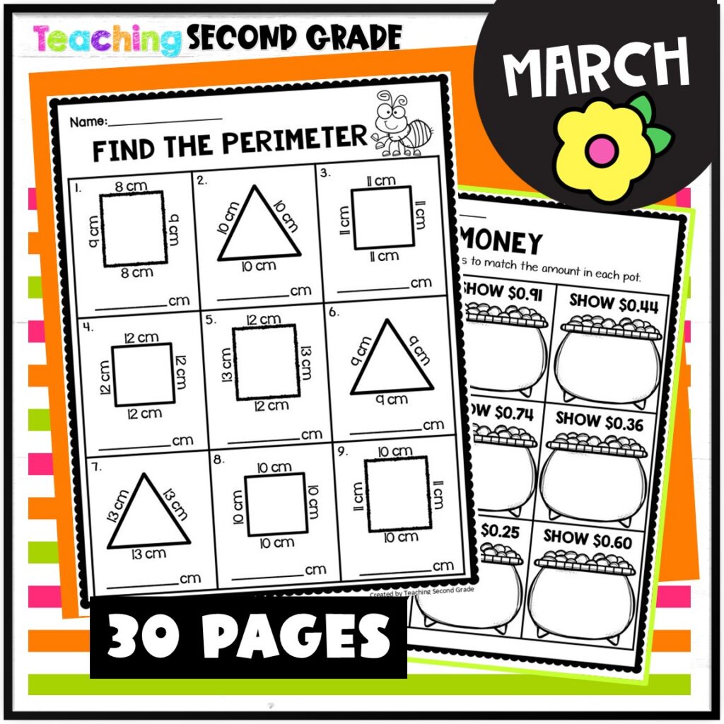 March Math Worksheets 2nd Grade Practice & Review