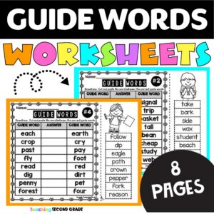 Guide words cut and paste worksheets dictionary skills alphabetical order printable