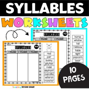 Syllables cut and paste worksheets syllable sort phonics printable