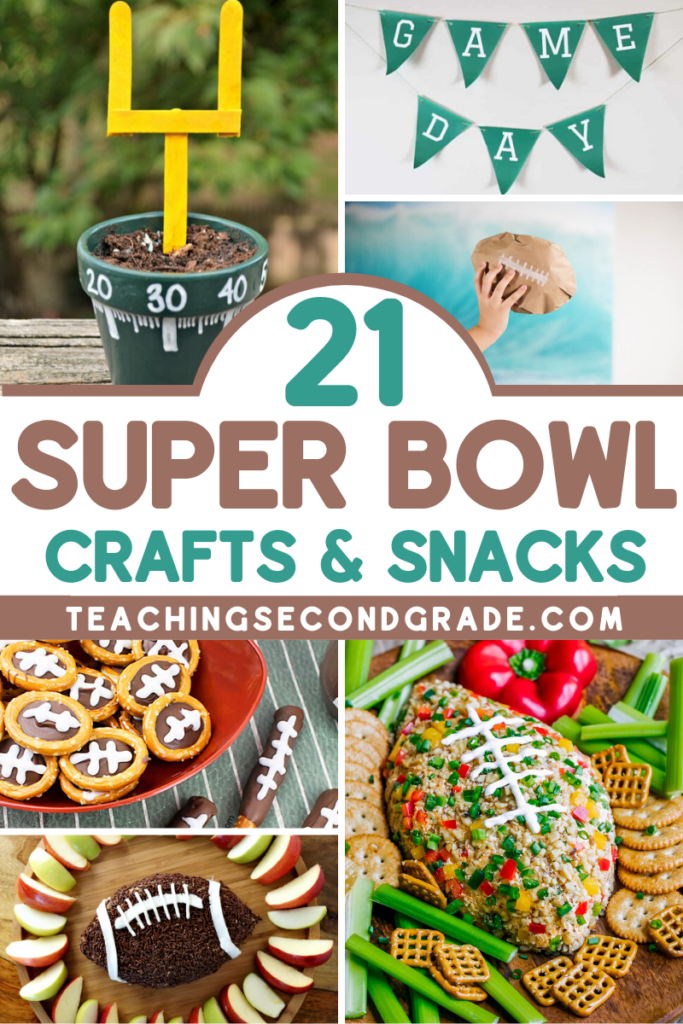 The biggest game of the year is just around the corner, and we've got some great Super Bowl Ideas for football-themed crafts and snacks for all ages. #teachingsecondgrade #superbowl #kidscrafts #kidssnacks #footballtheme | Football Themed Snacks | Football Crafts | Superbowl Ideas | Easy Kids Activities | Super Bowl Ideas for Kids