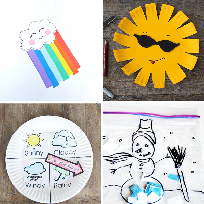 Teaching about Weather? Use these weather crafts ideas for hands-on learning. Smiling sunny faces, dark rain clouds, gorgeous rainbows, and even some snow! #teachingsecondgrade #weathercrafts #learningweather #weather #craftsforkids | Second Grade Activities | Weather Crafts for Kids | Easy Crafts for kids | Learning about Weather | Teaching about the Weather |