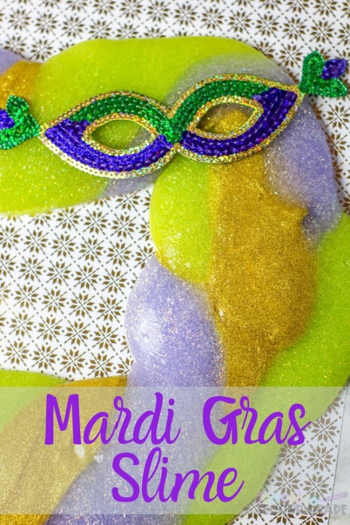 Mardi Gras is a great time to learn about history but making slime is a fun way to take it all in! Here is the recipe we use! #mardigras #slime #teachingsecondgrade #kidsactivity #learningthroughplay | Slime Recipes | Mardi Gras Slime | Kids Activities | Learning through Play | Simple Kids Activities | Making Slime