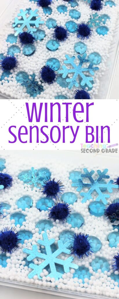 This winter sensory bin works wonders for activity time, stations, and allowing the kids to explore. They keep kids busy while fulfilling sensory needs. #teachingsecondgrade #sensory #winter #finemotorskills #learningthroughplay #sensoryplay | Sensory Play | Sensory Bin Ideas | Fine Motor Skills Activities | Winter Activities | Winter Sensory Bin Ideas