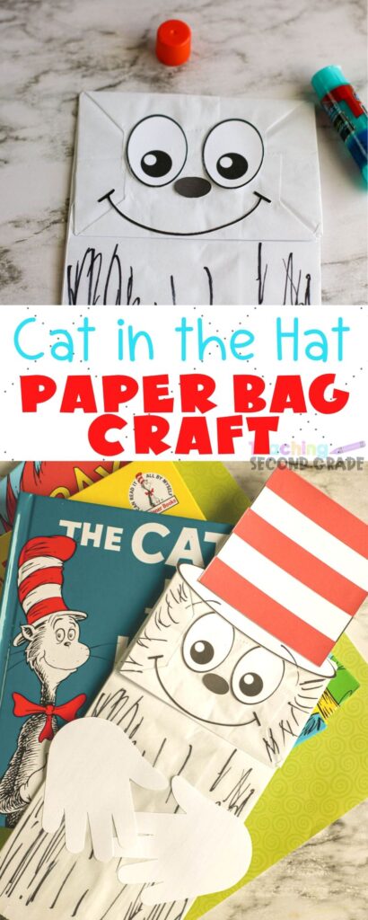 This Dr. Suess Paper Bag Puppet is one of the best craft ideas out there. Your kids get to learn about Dr. Suess - all while having fun! #teachingsecondgrade #catinthehat #drseuss #paperbagpuppet #kindergartencraft #firstgradecraft #kidscrafts | Easy Kids Craft | Paper Bag Puppet Ideas | Kindergarten Craft | First Grade Craft | Dr. Seuss Crafts |