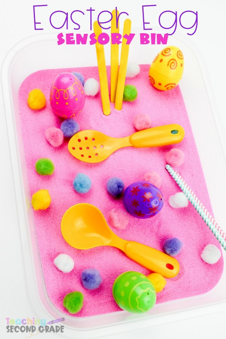 If you need something for the kids to do this Easter Sensory Bin is perfect. Easy set up that provides tons of imaginary and creative play. #teachingsecondgrade #Easter #easteractivities #easyactivitiesforkids #sensoryplay #sensorybinideas | Sensory Bin Ideas | Sensory Play | Easy Activities For Kids | Easter Activities for Kids | Easter Ideas | Easter Sensory Bin