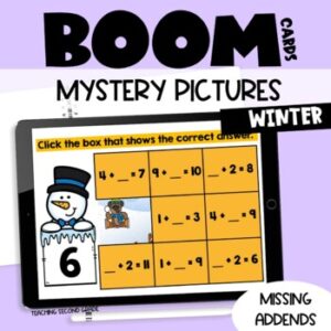 Missing Addends Boom Cards™ Mystery Pictures Winter