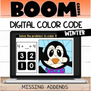 Missing Addends Boom Cards™ Digital Color Code: 1st and 2nd Grade Task Cards