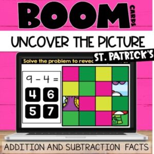 St Patricks Day Hidden Pictures Boom Cards™ Addition and Subtraction Facts