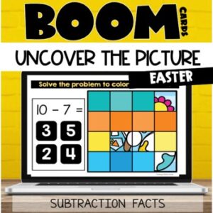 Easter Hidden Picture Boom Cards™ Subtraction Facts for 1st and 2nd Grade