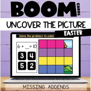 Easter Hidden Picture Boom Cards™ Missing Addends 1st and 2nd Grade
