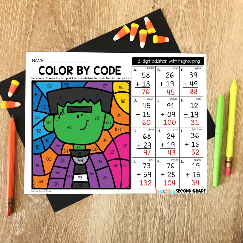 second_grade_halloween_color_by_number