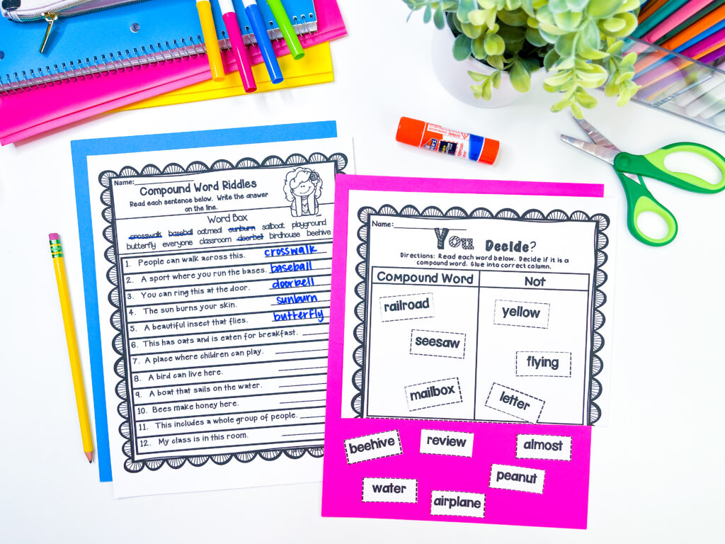 word compound worksheets