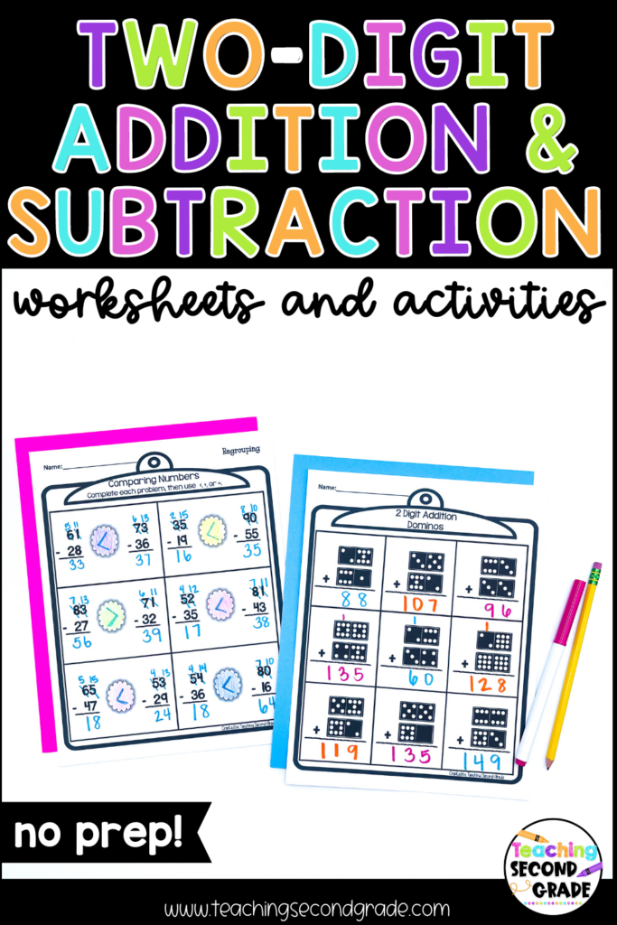 2-digit addition and subtractions worksheets