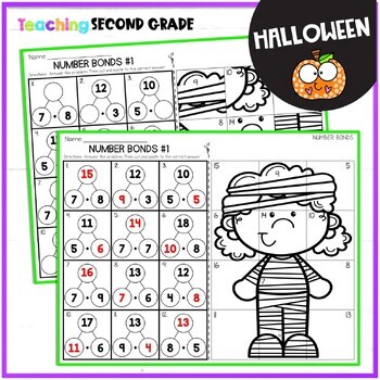 Halloween Number Bonds Practice Mystery Pictures - Image 2
