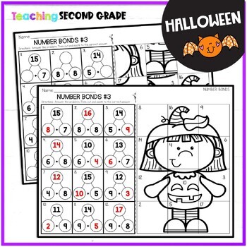 Halloween Number Bonds Practice Mystery Pictures - Image 4