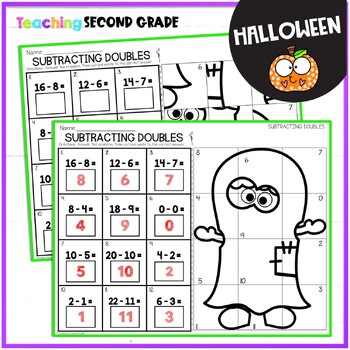 Halloween Subtraction Facts Strategies Mystery Pictures - Image 2