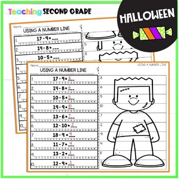 Halloween Subtraction Facts Strategies Mystery Pictures - Image 3