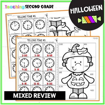 Halloween Telling Time Practice & Review Mystery Pictures - Image 4