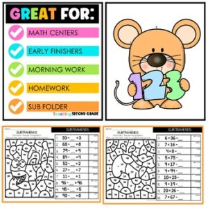 Missing Subtrahend Worksheets Color by Code - Teaching Ideas Made Easy
