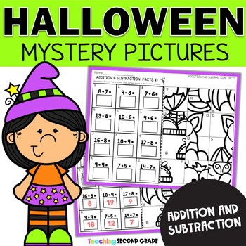 Halloween Addition & Subtraction Facts Mystery Pictures