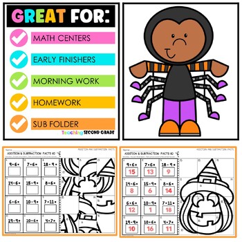 Halloween Addition & Subtraction Facts Mystery Pictures - Image 4