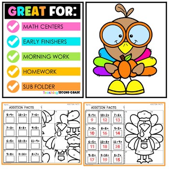 Thanksgiving Addition Facts to 20 Mystery Pictures - Image 4