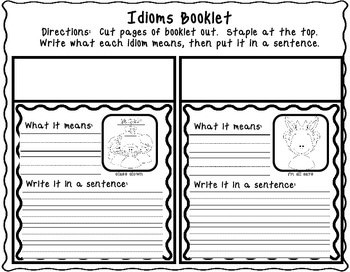 Idioms Booklet Worksheets - Teaching Ideas Made Easy