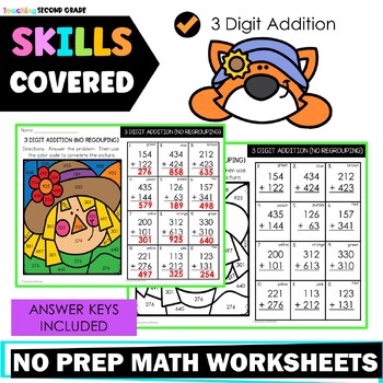 Fall 3 Digit Addition with Regrouping Color by Code - Image 3