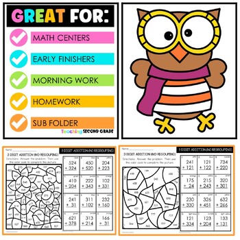Fall 3 Digit Addition with Regrouping Color by Code - Image 4