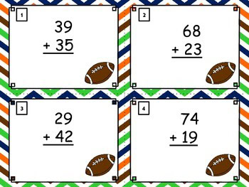 Football Scoot Task Cards 2 Digit Addition - Image 2