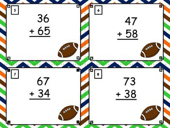 Football Scoot Task Cards 2 Digit Addition - Image 3