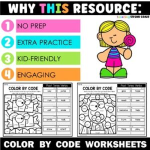 Irregular Past Tense Verbs Worksheets Color by Code - Teaching Ideas ...