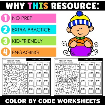 Winter Addition Facts Color by Code - Image 2