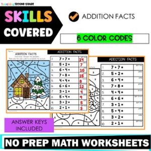 Winter Addition Facts Color by Code - Teaching Ideas Made Easy