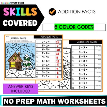 Winter Addition Facts Color by Code - Teaching Ideas Made Easy
