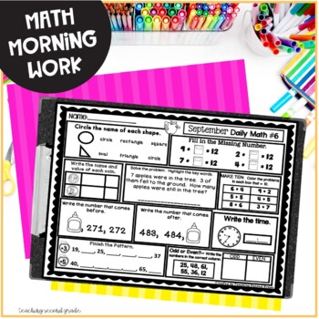 September Math Morning Work for 2nd Grade - Image 2