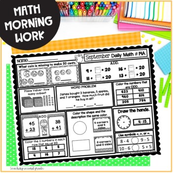 September Math Morning Work for 2nd Grade - Image 3