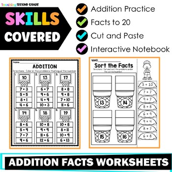 Addition Facts Worksheets for 1st and 2nd Grade - Image 3