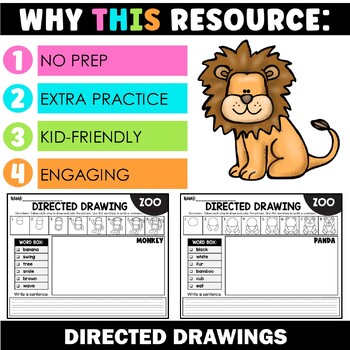 Directed Drawing Activities Zoo Animals - Teaching Ideas Made Easy