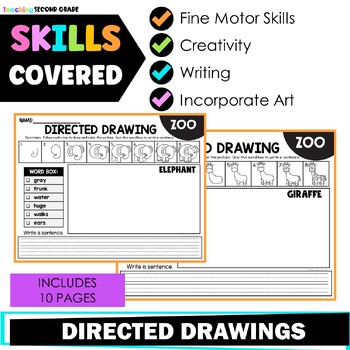 Directed Drawing Activities Zoo Animals - Teaching Ideas Made Easy