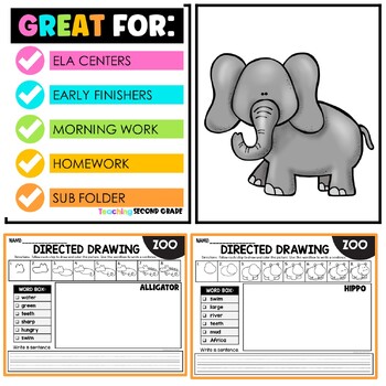 Directed Drawing Activities Zoo Animals - Teaching Ideas Made Easy