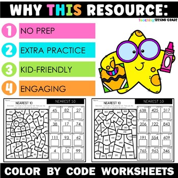 Estimating to the Nearest 10 and 100 Color by Code Worksheets - Image 2